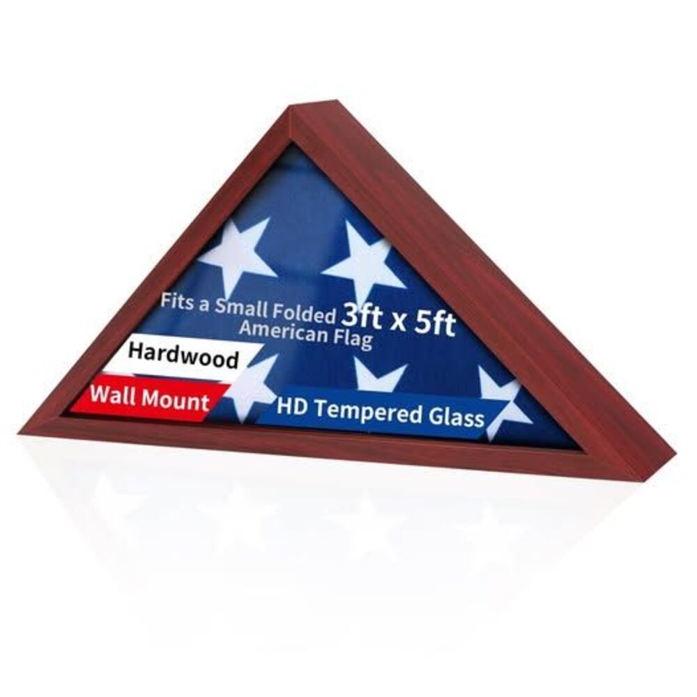 Wooden Flag Box Display Case for Small 3'x5' Folded American Flag